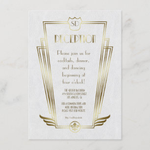 Invitación Recepción de Boda Royal Gold Art Deco Monograma
