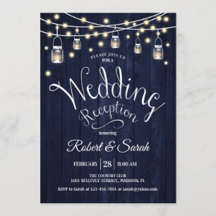 Invitación Recepción de Boda Rústica con Madera e Iluminación