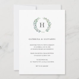 Invitación Recepción de Boda Rústica con Monograma de Salvia 