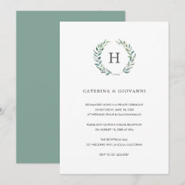 Invitación Recepción de Boda Rústica con Monograma de Salvia