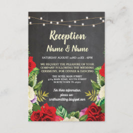 Invitación Recepción de Boda Rústica con Tiza Floral Rosas Ro