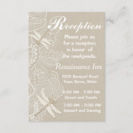 Invitación Recepción de boda rústica de arpillera y encaje