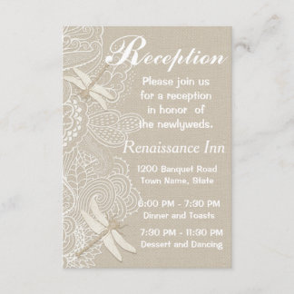 Invitación Recepción de boda rústica de arpillera y encaje