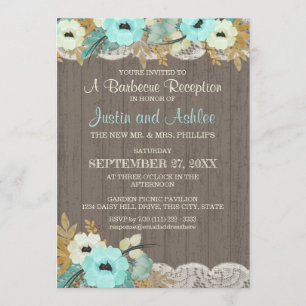 Invitación Recepción de boda rústica de barbacoa con flores y