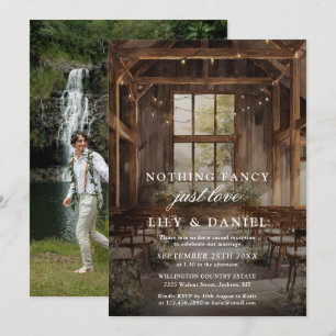 Invitación Recepción de Boda Rústica de Elopement Fotografía