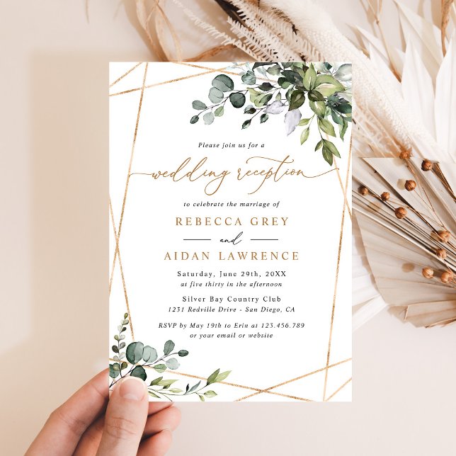 Invitación Recepción de Boda Rústica de Eucalipto Dorado (Subido por el creador)