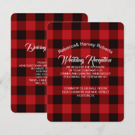 Invitación recepción de boda rústica de invierno de cuadros d