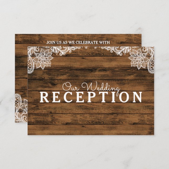 Invitación Recepción de Boda Rústica de Madera de Granero y E (Anverso / Reverso)