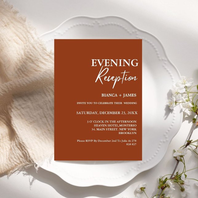 Invitación Recepción de boda rústica de Terracota Naranja que (Subido por el creador)