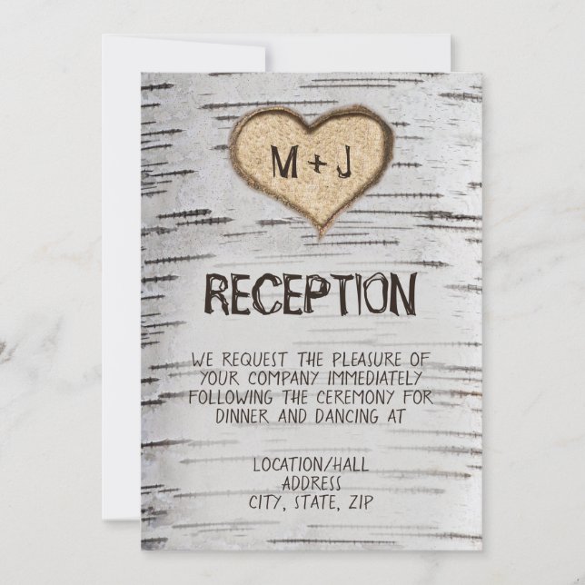 Invitación Recepción de boda rústica en un árbol de abedul bl (Anverso)