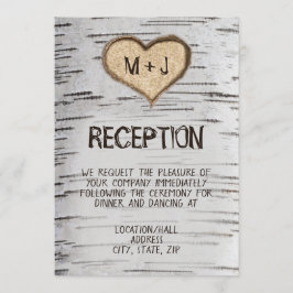 Invitación Recepción de boda rústica en un árbol de abedul bl