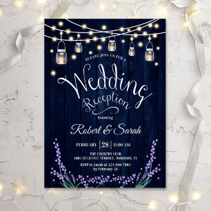 Invitación Recepción de boda rústica - Lavanda de madera azul