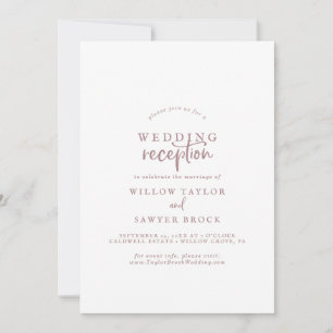 Invitación Recepción de Boda Rústica Rosa con Guión Dorado
