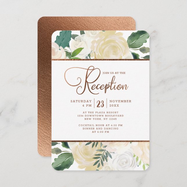 Invitación Recepción de Boda Rústica y Campestre de Granja Fr (Anverso / Reverso)