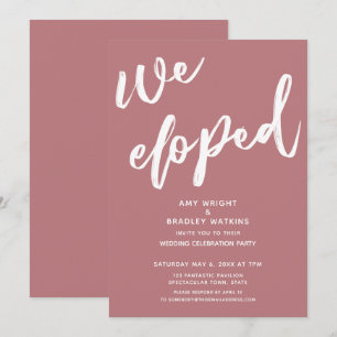 Invitación Recepción de Boda Sencilla Dusty Rose Nos Fugamos