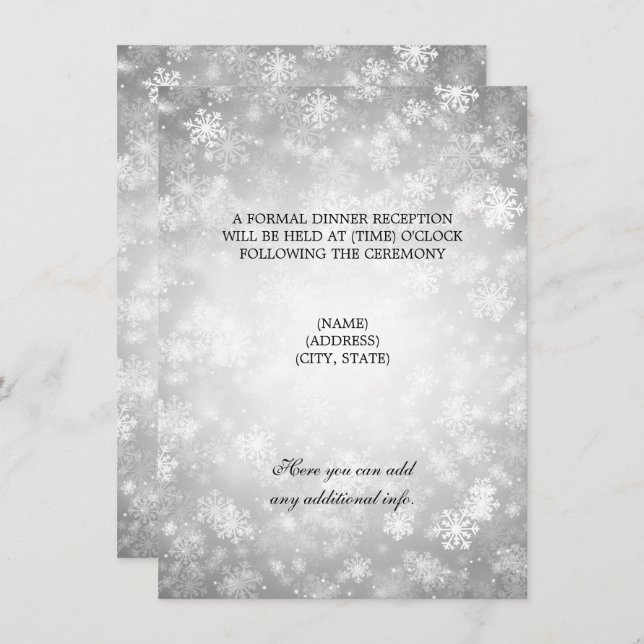 Invitación Recepción de Boda Silver Winter Wonderland (Anverso / Reverso)