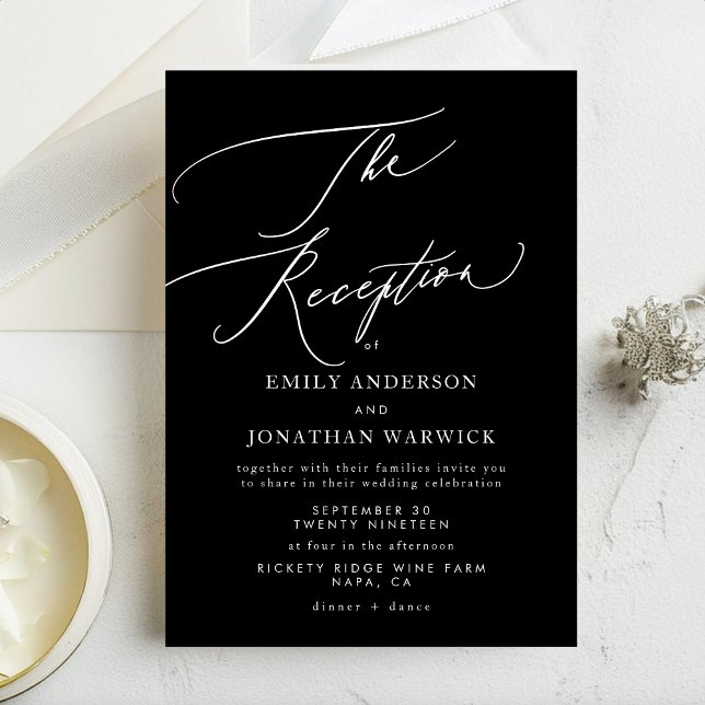 Invitación Recepción de Boda Simple Blanco y Negro Moderno (Subido por el creador)