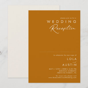 Invitación Recepción de Boda Simple Desierto   Naranja Quemad