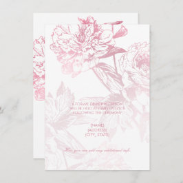 Invitación Recepción de Boda Simple Floral en Rosa Dorado