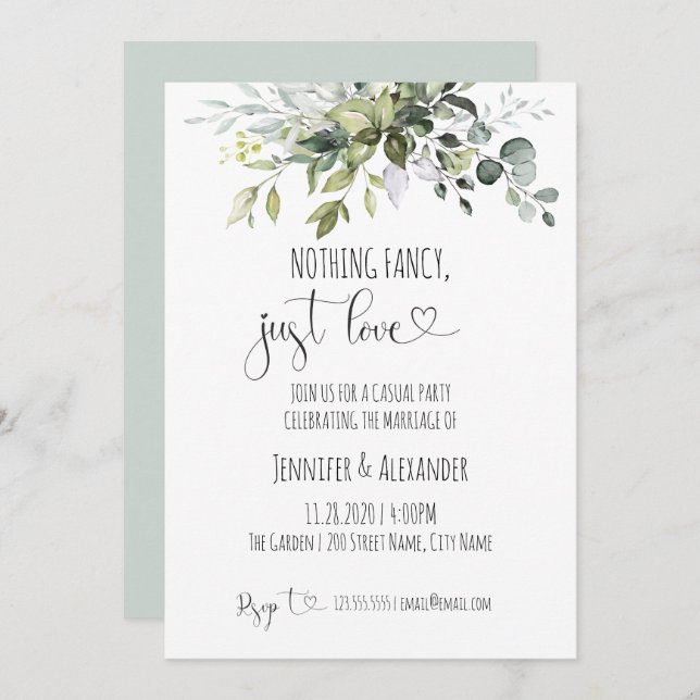 Invitación Recepción de boda sin lujos, solo amor (Anverso / Reverso)