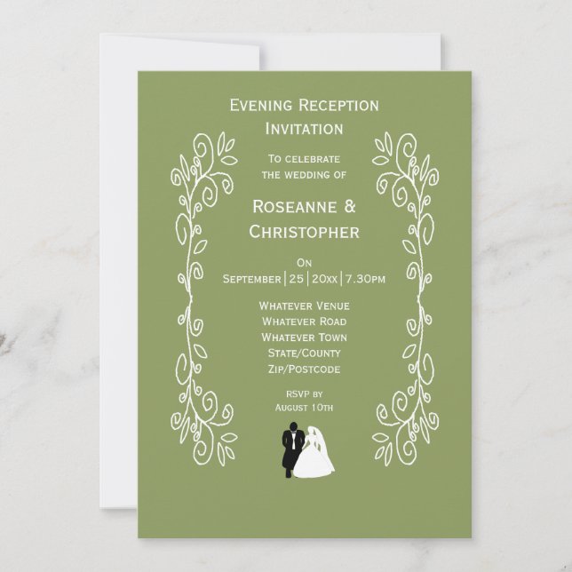 Invitación Recepción De Boda Verde Sage Y Boda Groom (Anverso)