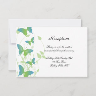 Invitación Recepción de Boda Vina Azul y Verde Mariposa