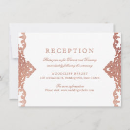 Invitación recepción de boda vintage de estilo Rosa dorado y 