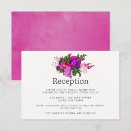 Invitación Recepción de boda vintage fucsia y morado desgasta