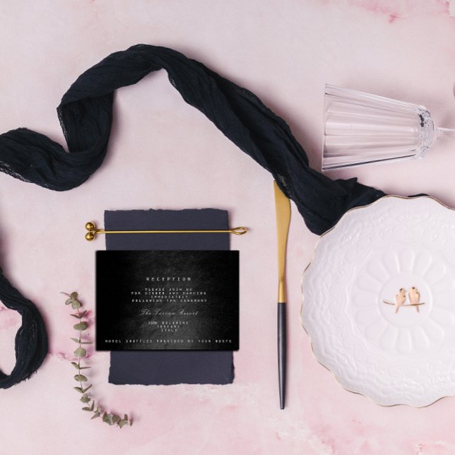 Invitación Recepción de Boda Vip Otoño Invierno Glam Negro (Black Glam Fall Autumn Vip Wedding Reception Invitation )