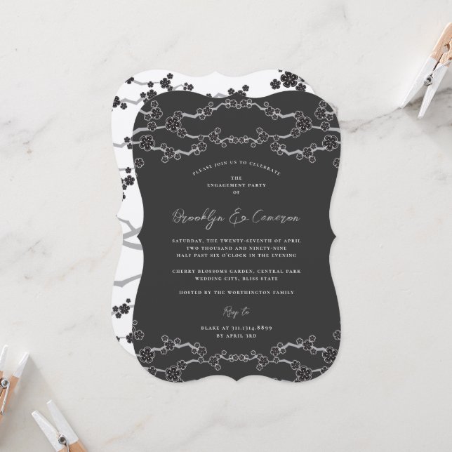 Invitación Recepción de boda Zen Sakura con flores de cerezo  (Anverso/Reverso In Situ)