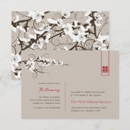 Invitación Recepción de Bodas Asiáticas con Flores de Cerezo 