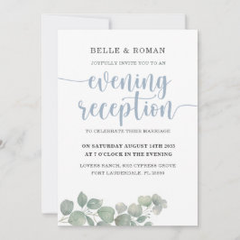 Invitación Recepción de bodas azules de eucalipto rústico