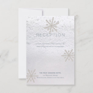 Invitación Recepción de Bodas Blancas de Invierno con Snowfla