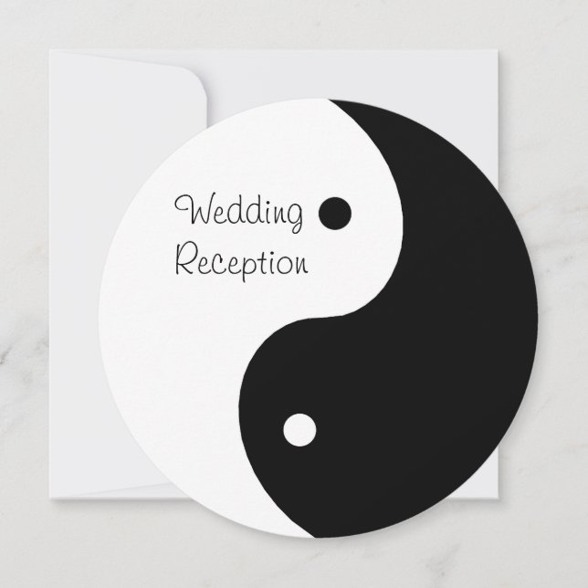 Invitación Recepción De Bodas Blancas Y Negras Yin Yang (Anverso)