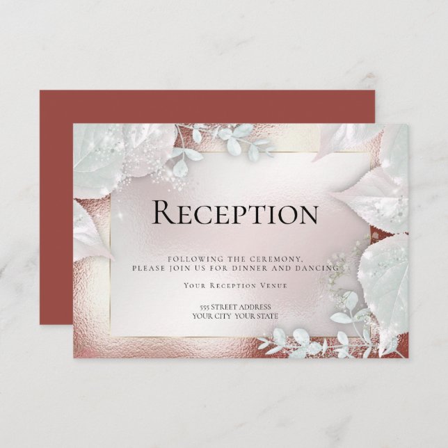 Invitación RECEPCIÓN DE BODAS | Brillo de Terracota (Anverso / Reverso)