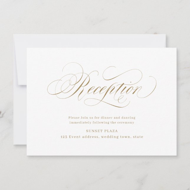 Invitación Recepción de bodas clásicas y elegantes de oro (Anverso)