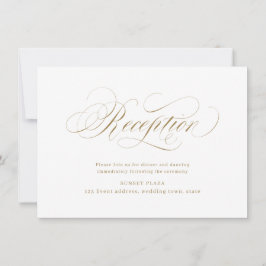 Invitación Recepción de bodas clásicas y elegantes de oro