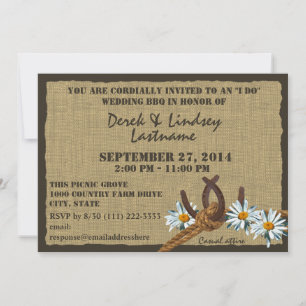 Invitación Recepción de bodas con barbacoa en daisies y herra