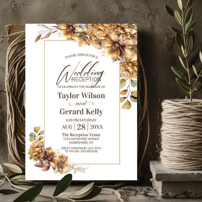 Invitación Recepción de bodas con flores en otoño rústico (Subido por el creador)