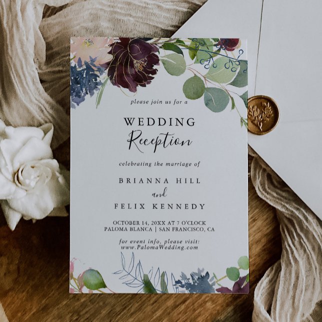 Invitación Recepción de bodas con flores y vegetación de Borg (Subido por el creador)