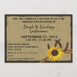 Invitación Recepción de bodas con paro con girasol y herradur