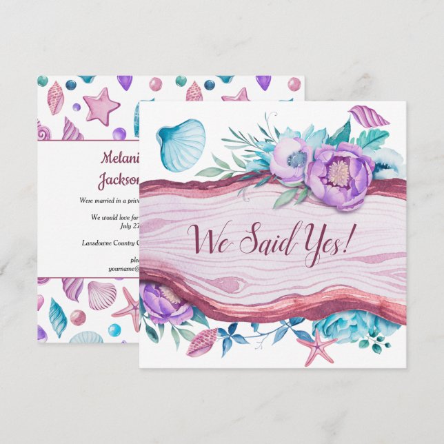 Invitación Recepción de bodas con temática caribeña (Anverso / Reverso)