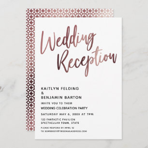 Invitación Recepción de bodas con tipografía de oro Rosa