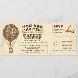 Invitación recepción de bodas con tipografía vintage de globo