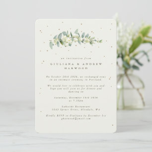 Invitación Recepción de bodas Cream Snowberry+Eucalyptus