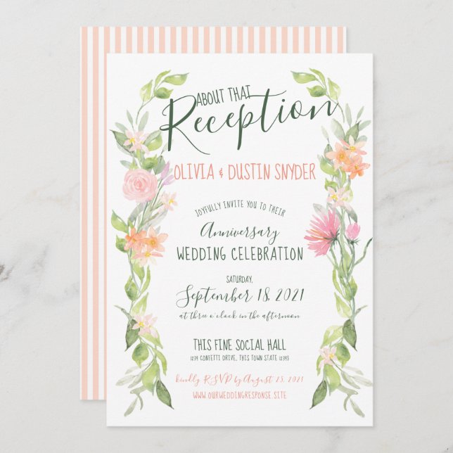 Invitación Recepción de Bodas de Aniversario Floral Colorida (Anverso / Reverso)