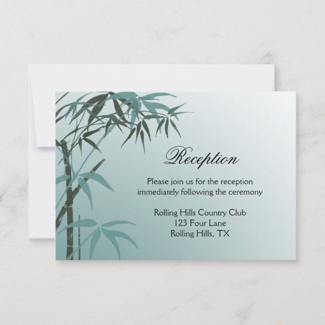 Invitación Recepción de bodas de bambú natural de gradiente v (Anverso)
