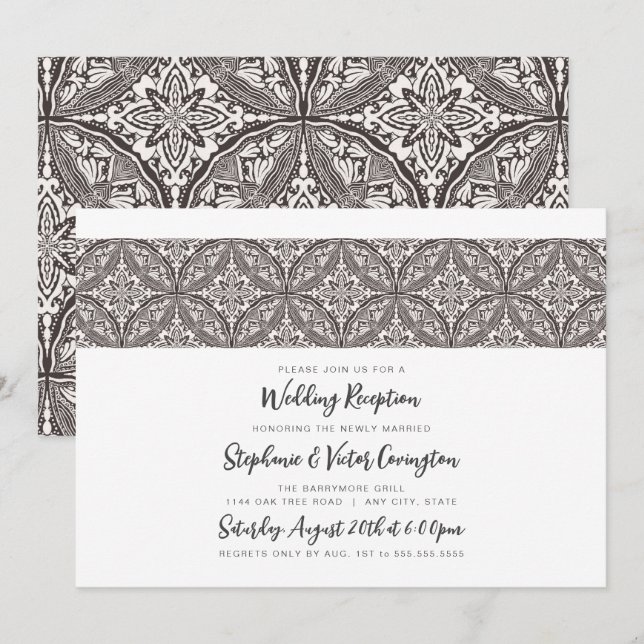 Invitación Recepción de bodas de Boho Medallion (Anverso / Reverso)