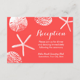 Invitación Recepción de bodas de coral Red Beach Temática