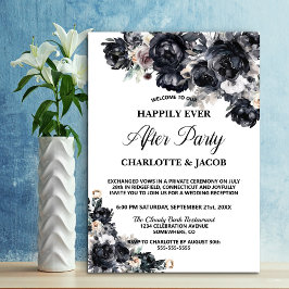 Invitación Recepción de bodas de Elopement floral negro